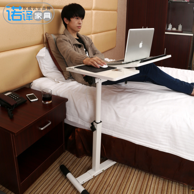 Fashion Home Bedside Lifting Rotary Tilt Adjustable Mobile Lazy Floor White Laptop Desk