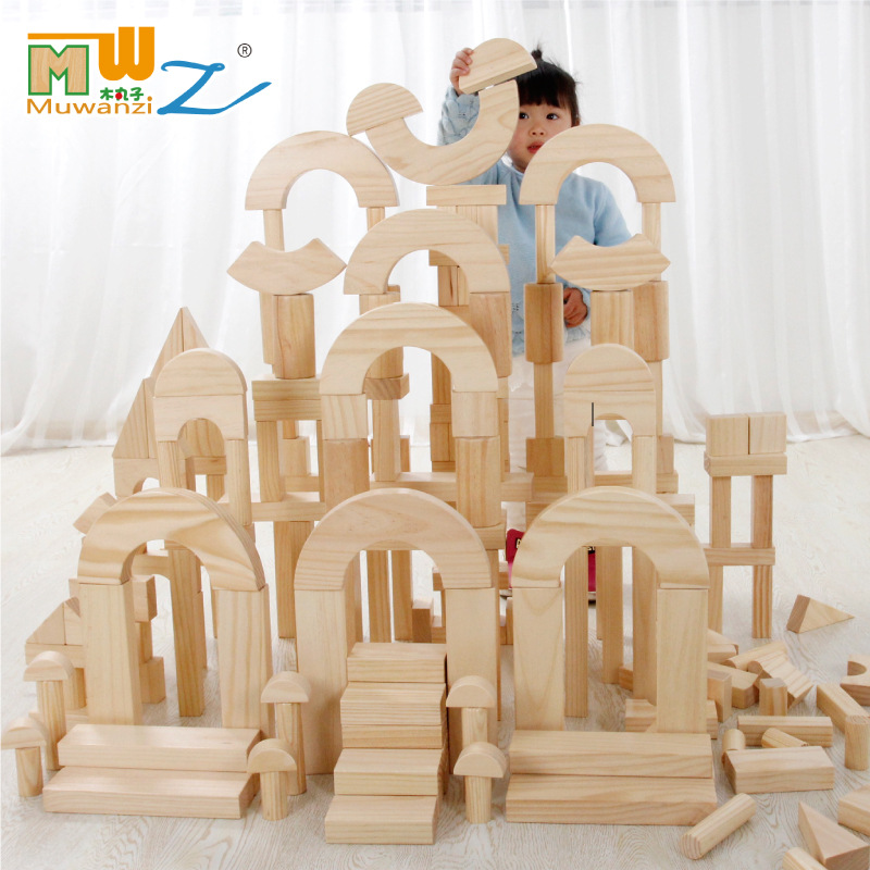 Bloques de construcción educativos para niños grandes juguete feliz bloques de construcción grandes bloques de construcción de madera de Kindergarten color primario grandes bloques de construcción