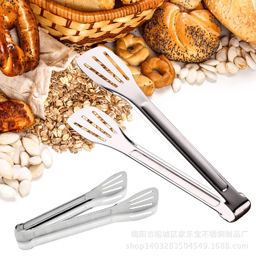Factory wholesale 304 stainless steel food tongs, barbecue heat-resistant tongs, stainless steel steak tongs, baking bread tongs