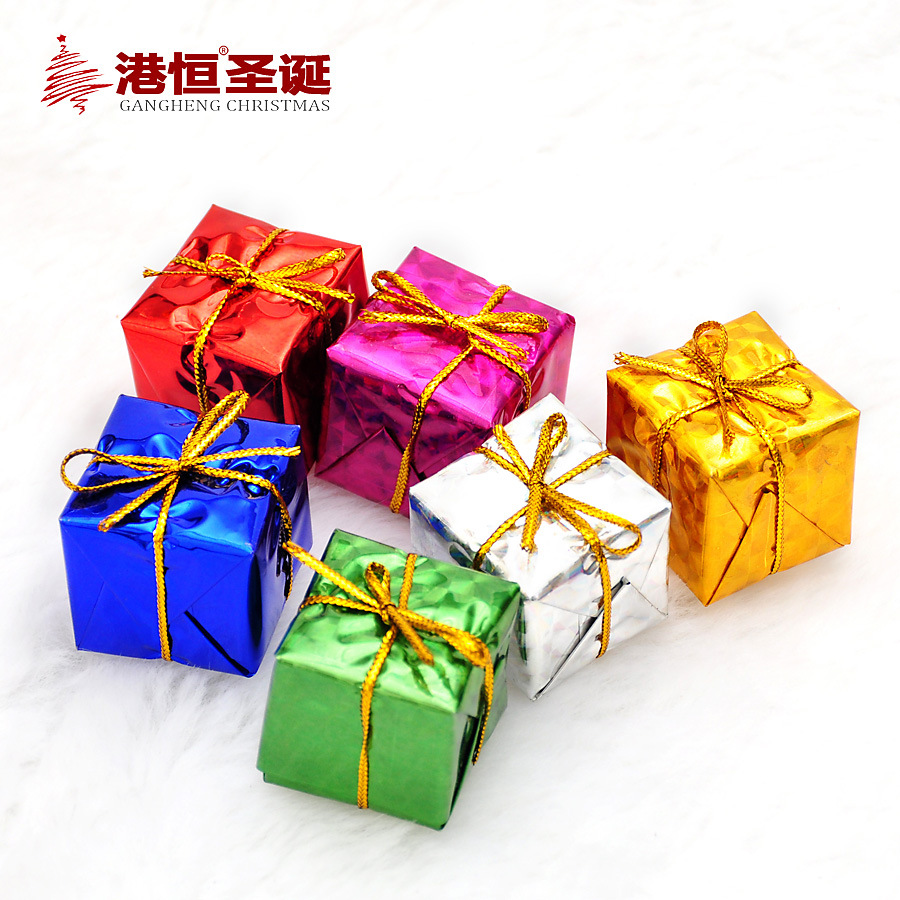 Caja de regalo navideña colorida de espuma 3D, accesorios creativos de decoración, adornos colgantes, suministros para crear ambiente, venta al por mayor.