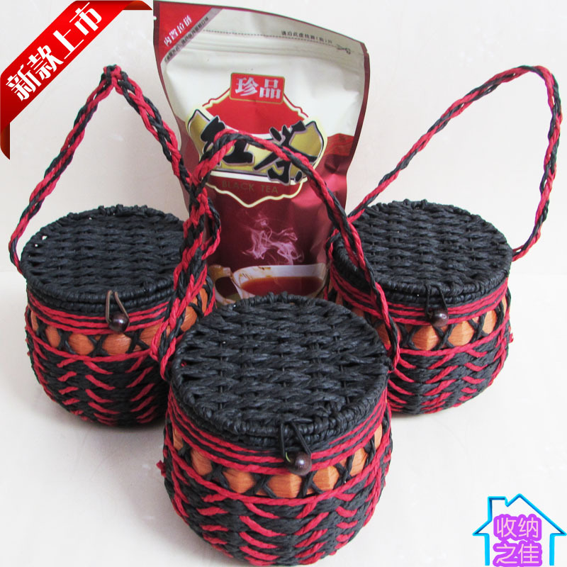 供应方便携带半斤装仿藤编织茶叶盅