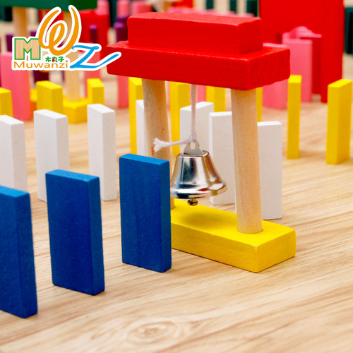 Children's educational toys domino wooden building blocks set standard mechanism domino competition dedicated