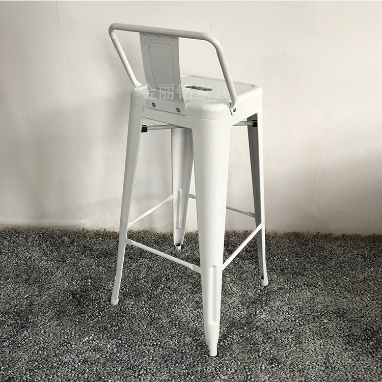 Simple Silla de cuero de hierro Silla de barra de hierro silla alta taburete de bar respaldo pierna alta cafetería Silla de Bar apenado
