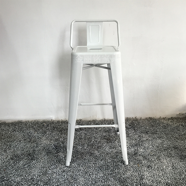 Simple Silla de cuero de hierro Silla de barra de hierro silla alta taburete de bar respaldo pierna alta cafetería Silla de Bar apenado