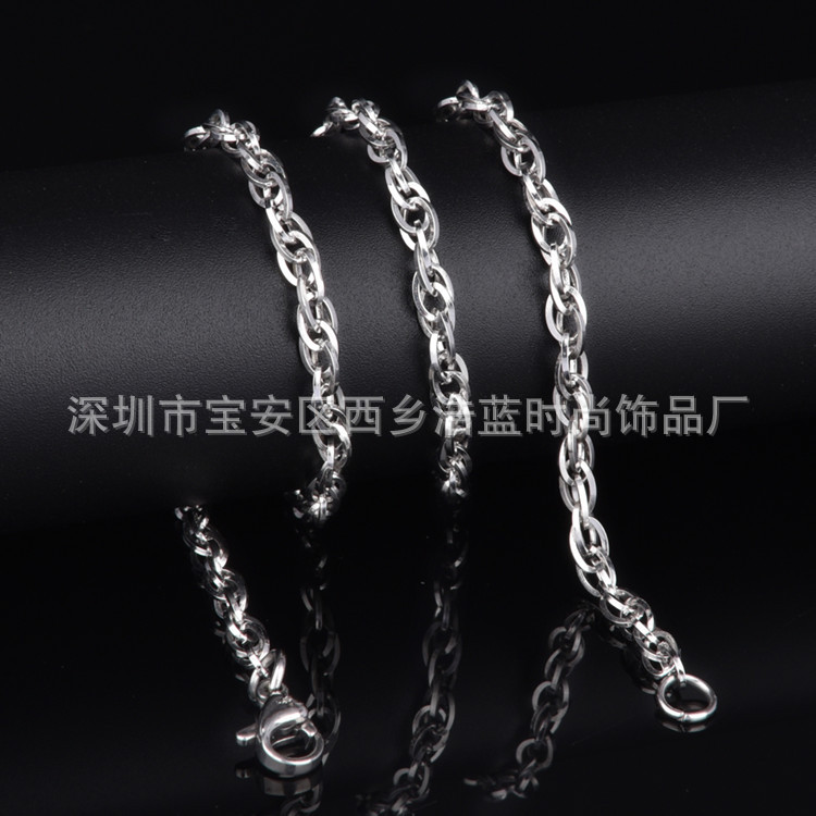 Supply stainless steel necklace men's titanium steel necklace twist chain women's line double buckle twist necklace wholesale