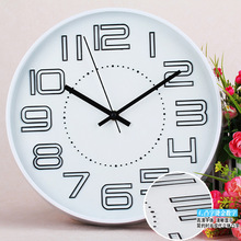 厂家供应 2015年新款 3D立体数字刻度塑料挂钟 欧式静音挂钟 12寸