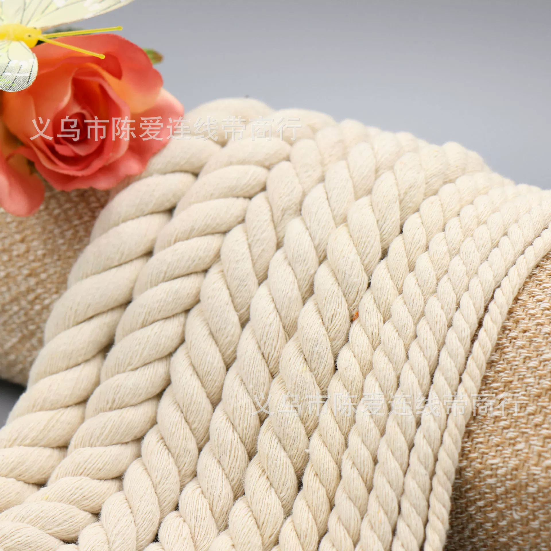 Черный Бен Белый Три нити Хлопковая веревка Отбеленная три нити Хлопковая веревка Украшение для одежды Сумка Хлопковая веревка Украшение интерьера Хлопковая веревка