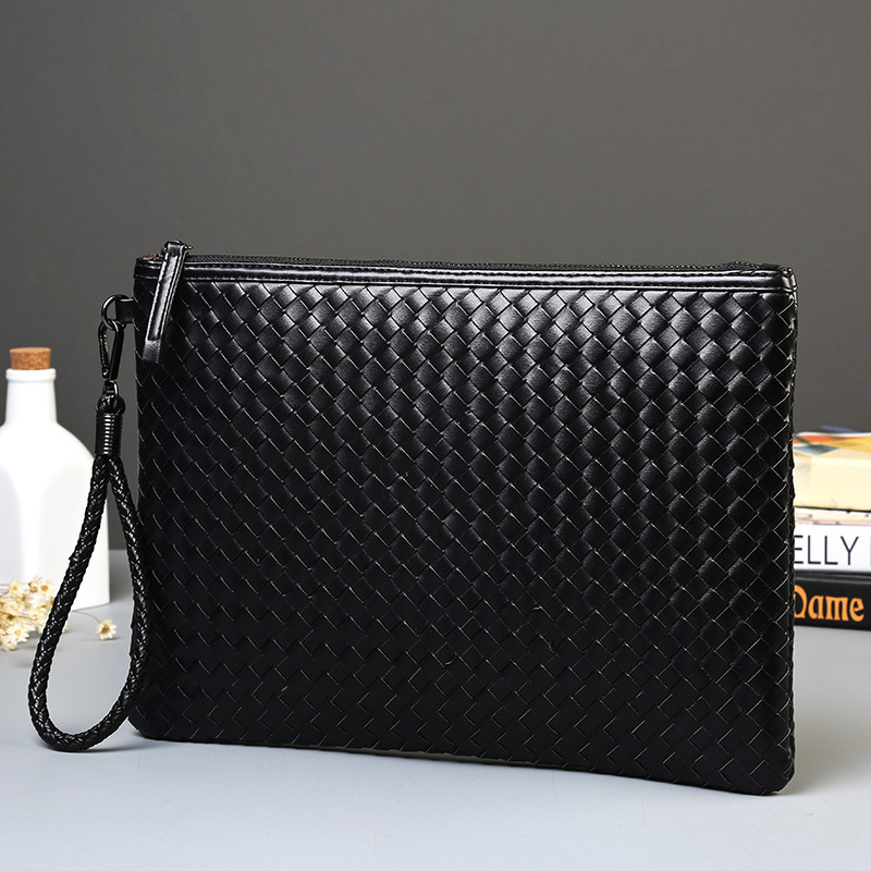 New K-Style of Men's Hand-Woven Trendy Men's Bags, Fashionable Women's Envelope Bags, iPad Clutch Bags, A4 File Bags Wholesale