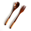 Japanese wooden spoon, fork, chopsticks, set from natural wood for adults, handheld cloth bag, tableware, 3 piece set