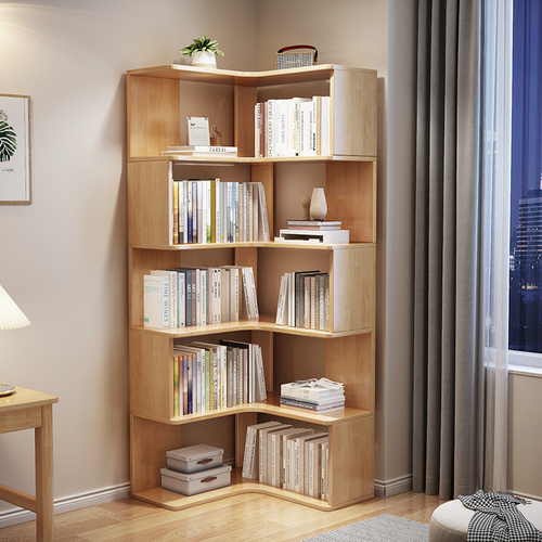 Solid wood corner shelf wall corner cabinet minimalist home corner shelf storage rack multi-layer creative corner bookshelf