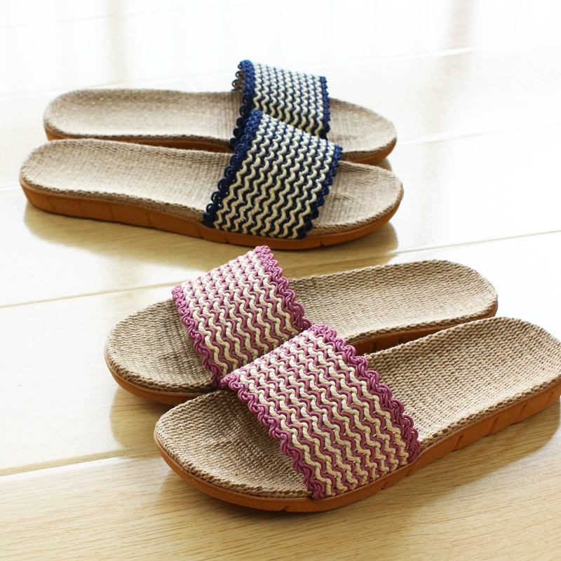 Мужские и женские домашние тапочки и шлепанцы из льна с подошвой из ЭВА, оптовая продажа от производителя, нескользящие.