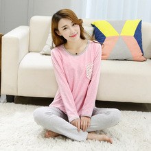 春夏季孕妇睡衣产后外出长袖哺乳套装全棉喂奶月子服套装居家服