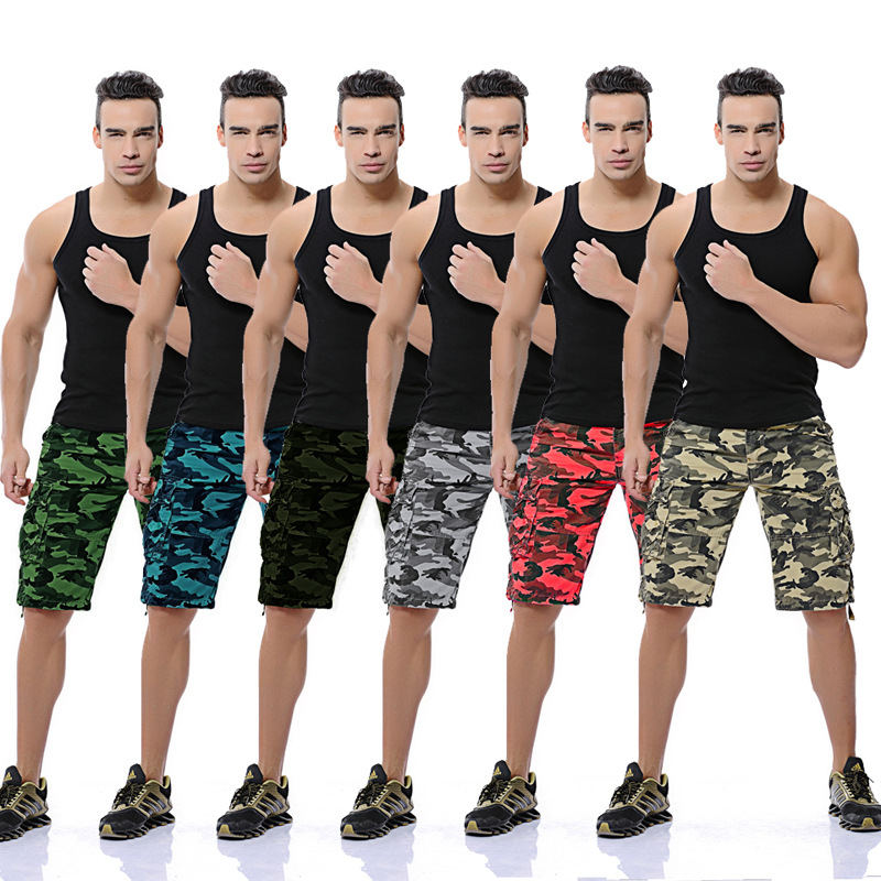 2024 Amazon New Plus Size Men's Shorts Camouflage Shorts Multi-Pocket Cargo Shorts Loose Casual 5-Point Medium Pants