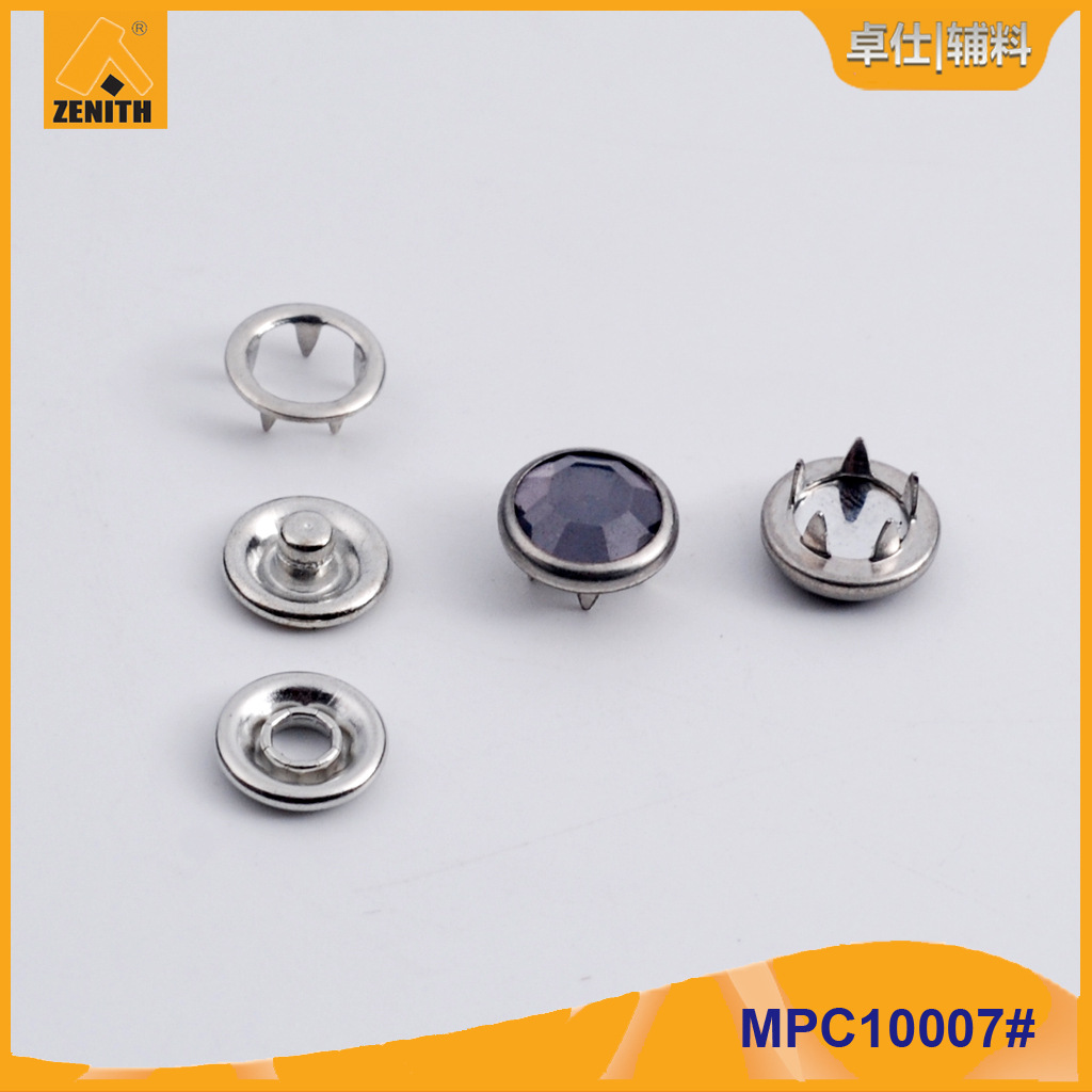 供应高档服装辅料10mm亚克力五爪扣 配9.5下三件 MPC10007#四合扣