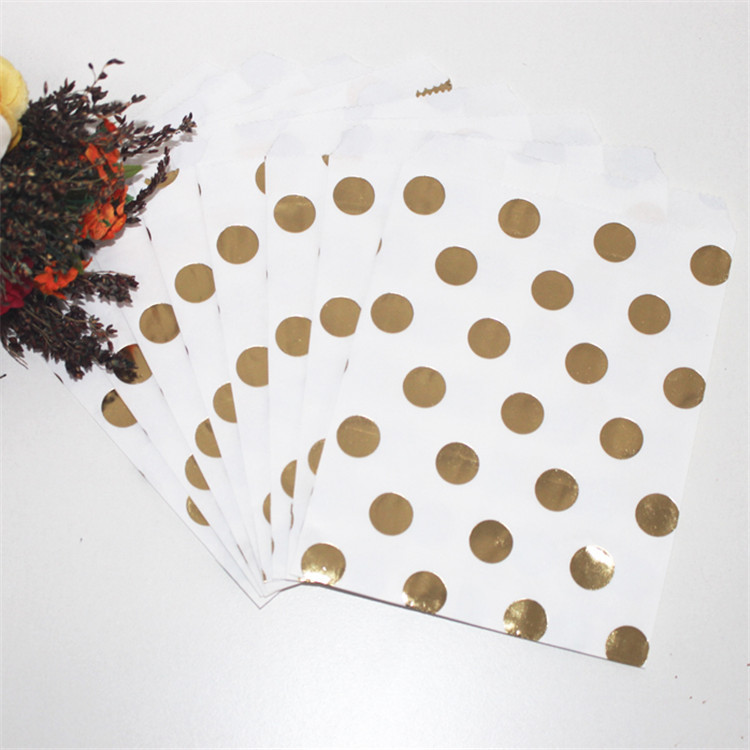 厂家生产圆点条纹波浪烫金玫瑰金尖底食品纸袋糖果纸袋 可定 制