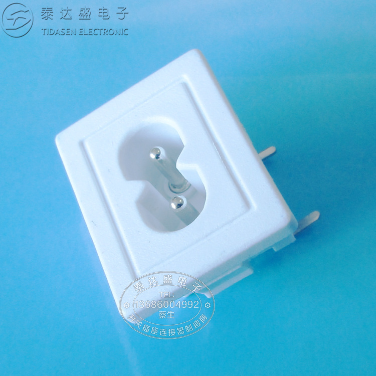 31*24八字尾两芯白色电源插座 开关电源大面板8字型白色插座DB-8