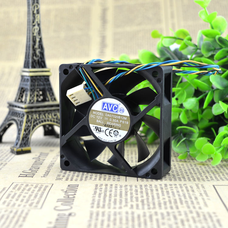 原装 台湾AVC 7020 12V 0.30A 双珠 DA07020B12M 4线CPU散热风扇