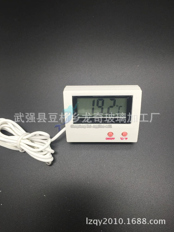 Electronic Aquarium Thermometer, LCD Suction-Mount 0–49.9°C, compact storage box