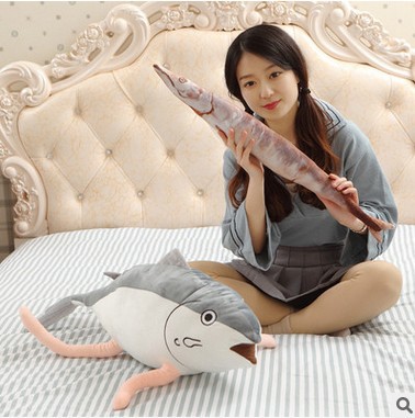 Salted fish ship mother small fish pillow autumn saury plush toy doll animation game doll a generation