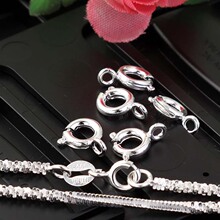 铜弹簧扣6mm接扣(铜镀银）耳钉项链饰品配件手工DIY饰品材料批发