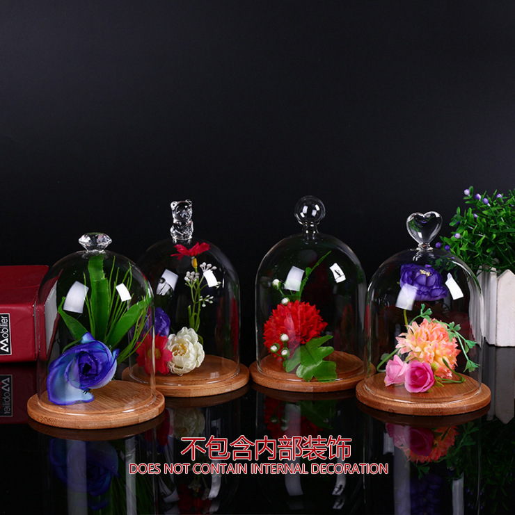 永生花玻璃罩干花粘土手办防尘透明蛋糕罩香薰蜡烛罩礼品