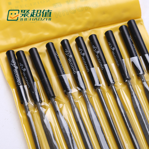 [Factory direct sales] File set, polished assorted files, plastic handle assorted files, Shanghai Gong assorted files