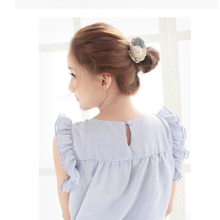 Corea del Sur nuevo tocado de gasa Rosa Botón de encaje banda de Pelo elástico cuerda de pelo de cristal tocado Flor al por mayor completa al por mayor