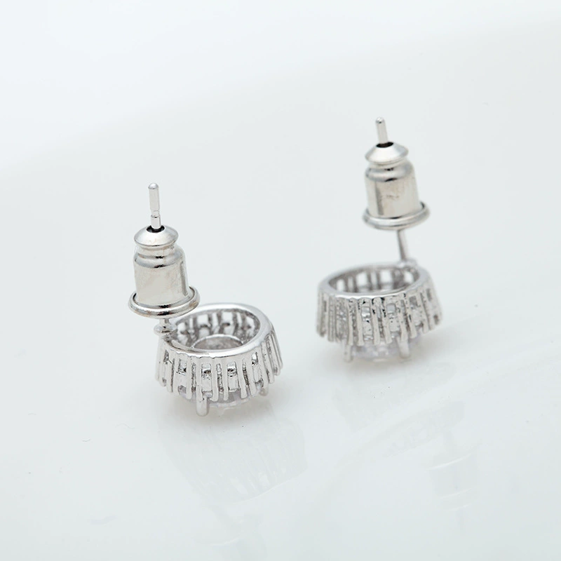 锦瑟 Earrings, copper brand zirconium, wholesale, flowered, Korean style, simple and elegant design