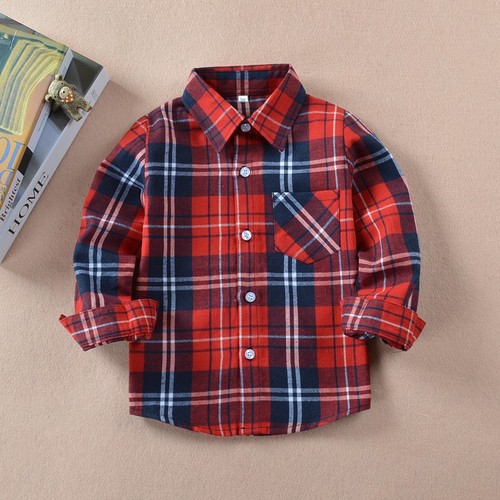 Children's Checkered Shirt 2025 Spring and Autumn New Item for Boys and Girls