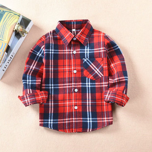 Осенняя детская рубашка для мальчиков, хлопковый детский топ, оптовые продажи, длинный рукав, большой размер