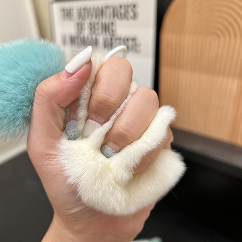 No pressed pears] Real rex rabbit fur big duck pear car keychain pendant cute plush pear bag pendant