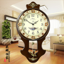 韩版欧式静音实木仿古钟现代简约客厅卧室大号石英钟摆钟电子钟