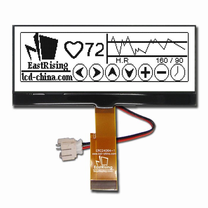 4.3寸240*64图形点阵，可外加字库IC，白底黑字COG液晶模块