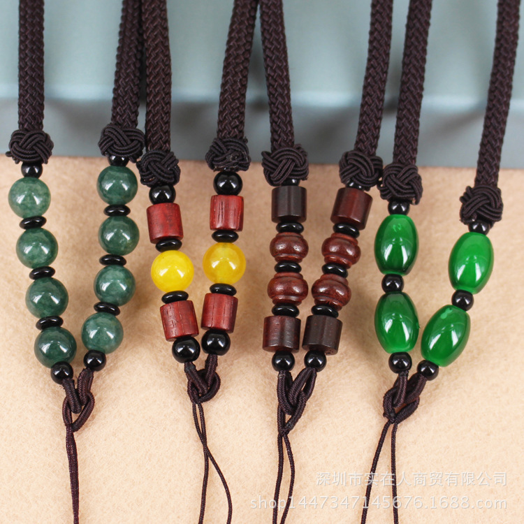 DIY Hand-Held Piece Lanyard Slingshot Bodhi Wood Beads Jade Craft Play Piece Rope Jewelry Handmade Rope Strap