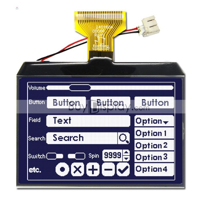 超薄3.4寸LCD240160液晶屏/240x160图形点阵COG液晶模块/黑底白字