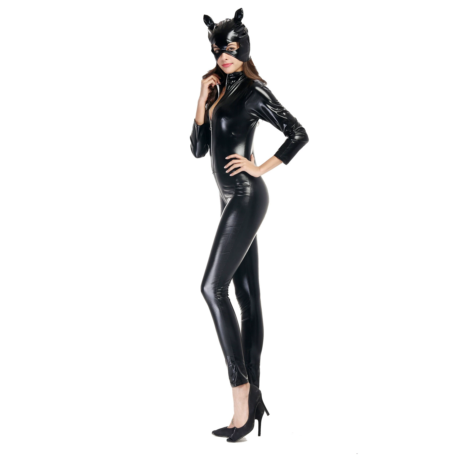 Клубная одежда доверенная патентированная кожа кошачьего типа девочка нейтральные локомотивы одежда Halloween костюм сексуальный набор