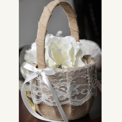 Wedding baskets, ring pillows, linen lace flower baskets, European wedding flower girl baskets, wholesale supply, stable supply