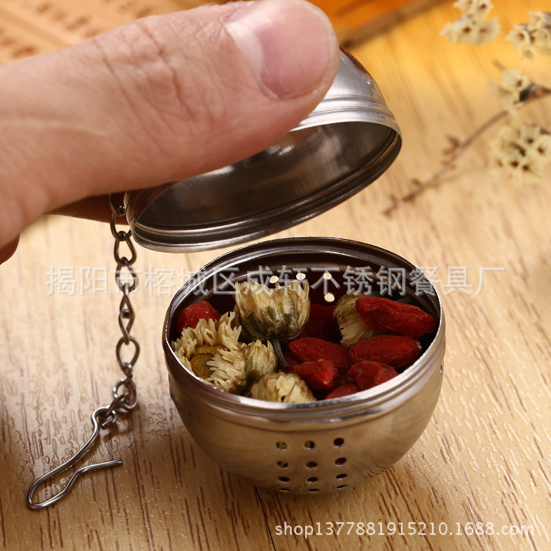 Acero inoxidable condimento bola colgante cadena sabor tesoro té bola sopa té filtro cocina gadget condimento caja creativo colador de té