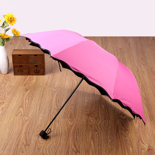 Manufacturer wholesale thickened vinyl flowering umbrella when exposed to water, sun protection umbrella, folding umbrella, sun umbrella with LOGO printed