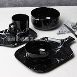 Черно -белая мраморная столовая европейская стиль творческая говяжья тарелка блюдо из ресторана керамическая тарелка на основе обстановки стойла