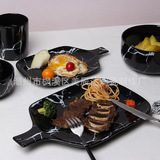 Черно -белая мраморная столовая европейская стиль творческая говяжья тарелка блюдо из ресторана керамическая тарелка на основе обстановки стойла