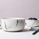 Европейский стиль творческий фруктовый салат чаша черно -белая мраморная лапша миска домашняя керамическая салат -чаша на столовой посуду оптом