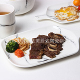 Черно -белая мраморная столовая европейская стиль творческая говяжья тарелка блюдо из ресторана керамическая тарелка на основе обстановки стойла