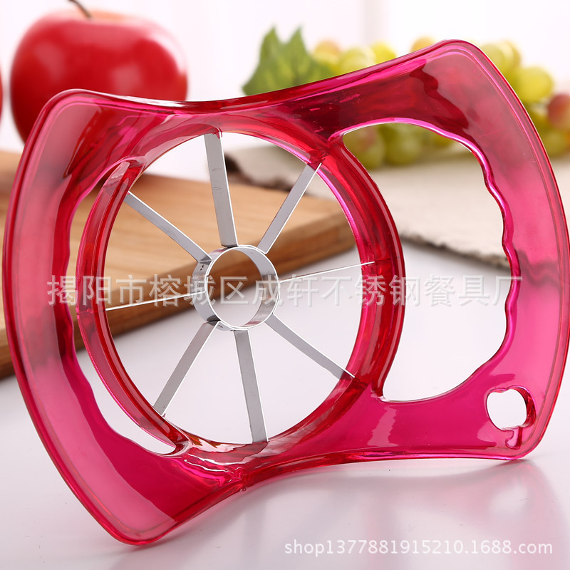 Divisor de fruta descorche Cortador de plástico Cortador de fruta de manzana de acero inoxidable Cortador de fruta de manzana grande