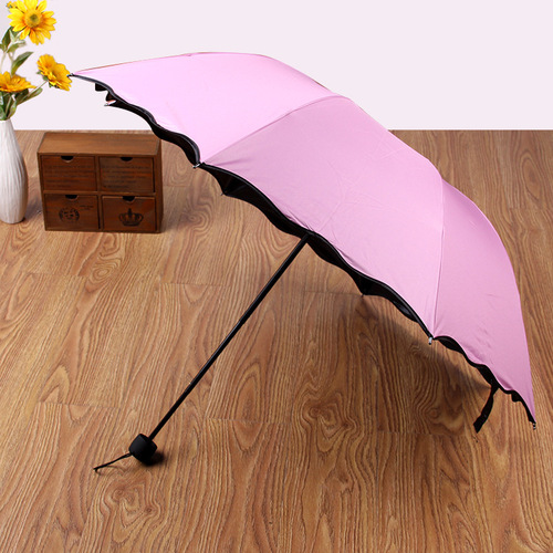 Manufacturer wholesale thickened vinyl flowering umbrella when exposed to water, sun protection umbrella, folding umbrella, sun umbrella with LOGO printed
