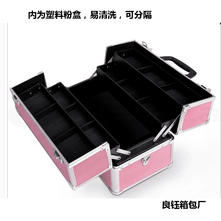 厂家批发化妆箱 高档大容量双开美容美发工具 纹绣工具箱铝合金箱