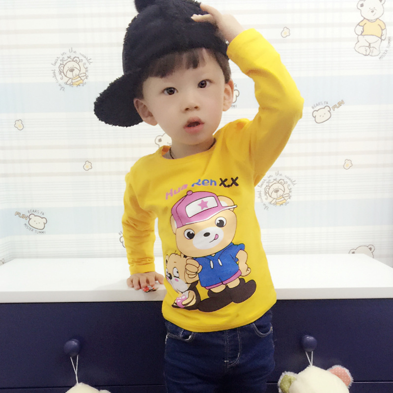 New children's cartoon round neck long-sleeved T-shirt bottoming shirt men's and women's clothing tops wholesale underwear