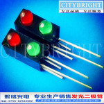 厂家CITYBRIGHT现货发光二极管3MM两孔灯座LED灯珠F3上红下绿带座