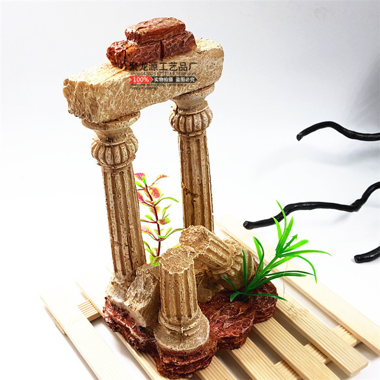 Accesorios del acuario resina artesanía decoración paisaje rocalla simulación Castillo barril de vino imitación clásica columna Romana