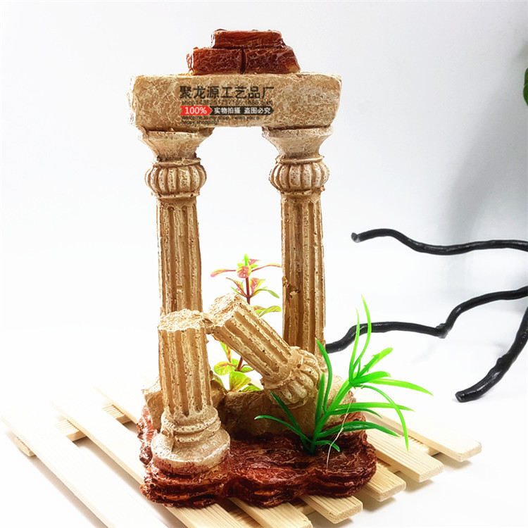 Accesorios del acuario resina artesanía decoración paisaje rocalla simulación Castillo barril de vino imitación clásica columna Romana